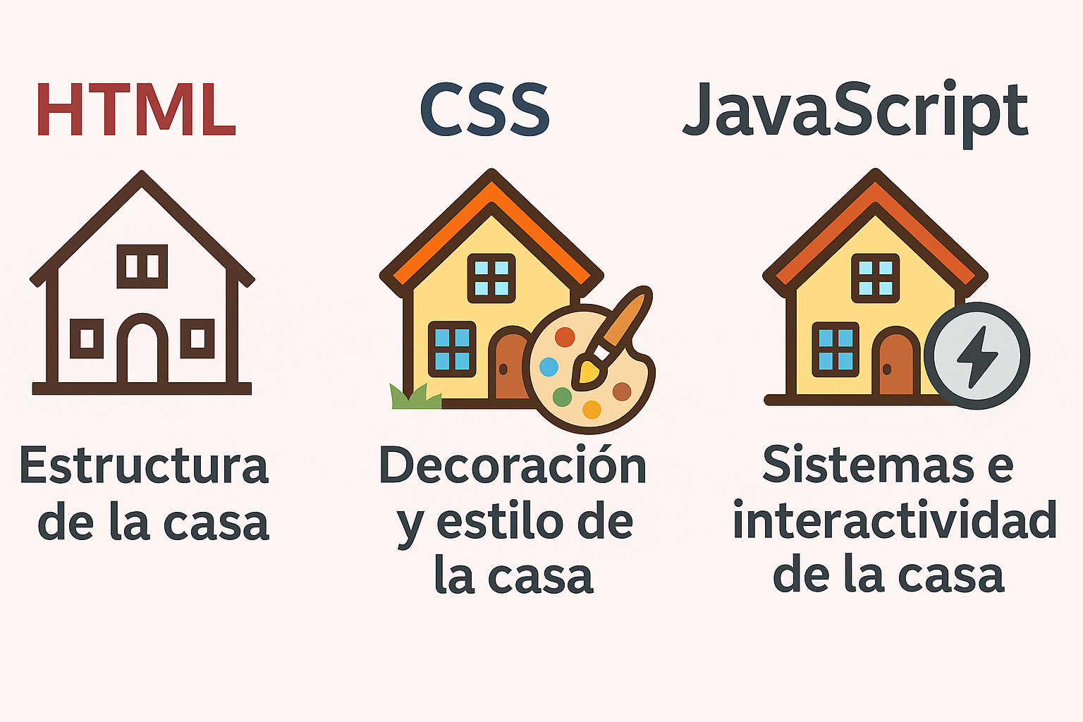 Analogía de HTML, CSS y JavaScript